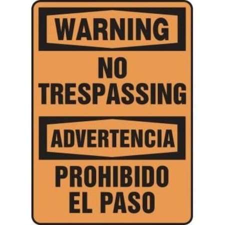 Accuform BILINGUAL OSHA WARNING Safety Sign NO SBMATR302VA